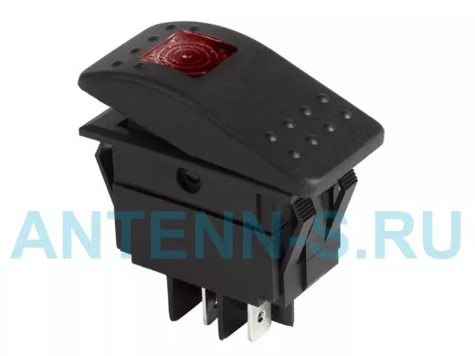 Выключатель клавишный 12V 35А (4с) ON-OFF красный  с подсветкой  REXANT