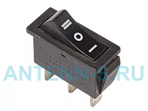 Выключатель клавишный 250V 10А (3с) ON-OFF-ON черный  с нейтралью  REXANT