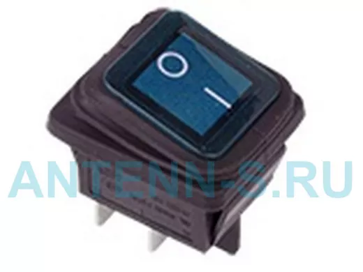 Выключатель клавишный 250V 15А (4с) ON-OFF синий  с подсветкой ВЛАГОЗАЩИТА  REXANT