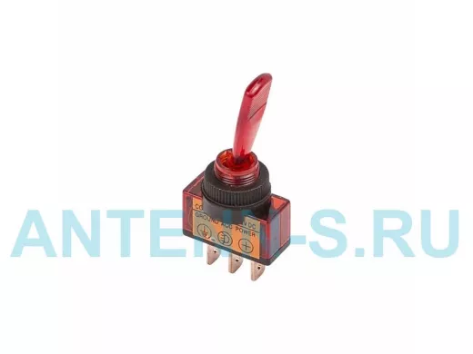 Тумблер 12V 20А (3c) ON-OFF однополюсный  с красной подсветкой 36-4370-01 (БЛИСТЕР) 1шт