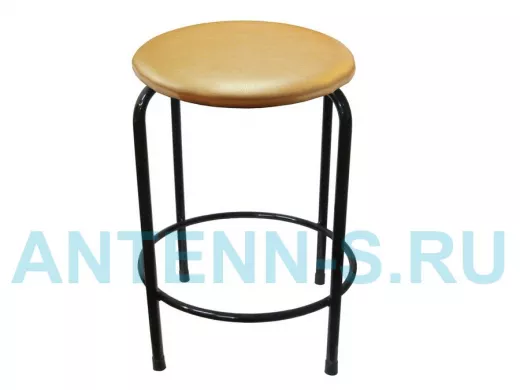 Табурет с подставкой для ног и полкой "TABURETTO-20329" круглое сиденье, чёрные, св.корич., экокожа