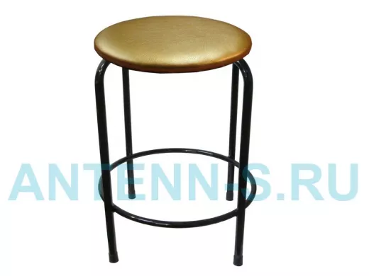 Табурет с подставкой для ног и полкой "TABURETTO-20330" круглое сиденье, чёрные, золотис, экокожа