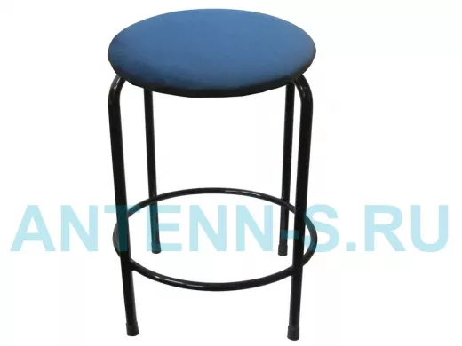 Табурет с подставкой для ног и полкой "TABURETTO-20341" круглое сиденье, чёрные, синий, ткань