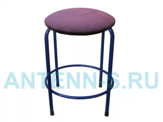 Табурет с подставкой для ног и полкой "TABURETTO-20344" круглое сиденье, синие, бордовый, ткань