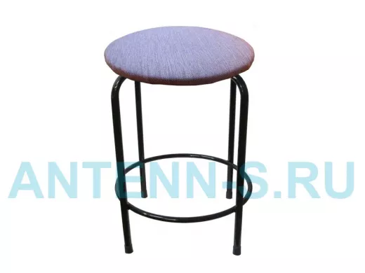 Табурет с подставкой для ног и полкой "TABURETTO-20347" круглое сиденье, чёрные, синий, ткань