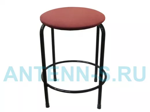 Табурет с подставкой для ног и полкой "TABURETTO-20351" круглое сиденье, чёрные, красный, ткань