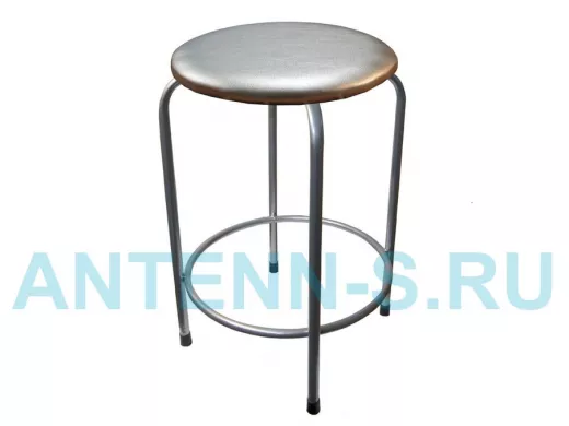 Табурет с подставкой для ног и полкой "TABURETTO-20353" круглое сиденье, серебрист,серебрис, экокожа