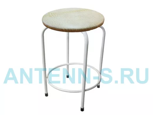 Табурет с подставкой для ног и полкой "TABURETTO-20357" круглое сиденье, белый, серый, экокожа