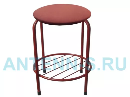 Табурет с подставкой для ног и полкой "TABURETTO-20467" круглое сиденье, красный, красный, ткань