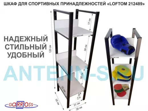 Шкаф для спортивных принадлежностей и одежды, три полки, черный 