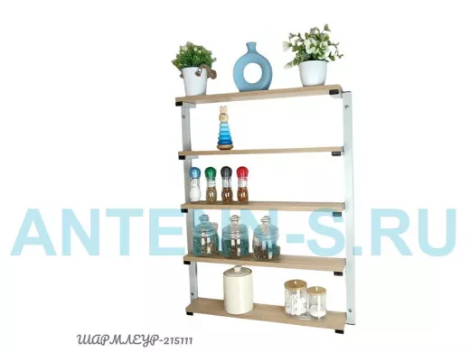 Полка для косметики, маникюра, гель-лаков "ШАРМЛЕУР 215111" 82х60х10 см, серый и  дуб сонома
