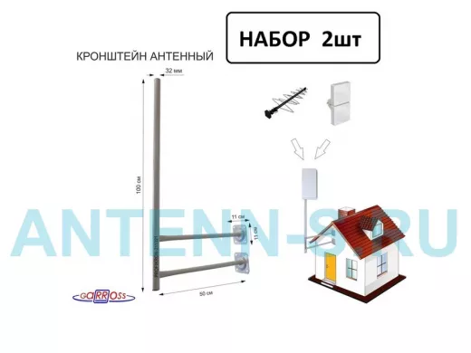 Набор 2шт. Кронштейн антенный,вылет 0,5м, с колпачком 