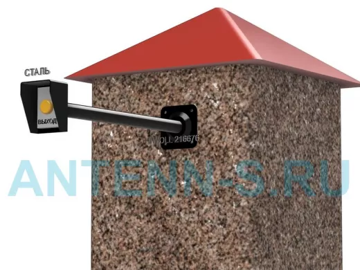 Стальной защитный козырек для кнопок выхода с вылетом от стены 50см "HIWOLL 216676" черный, 8х11см