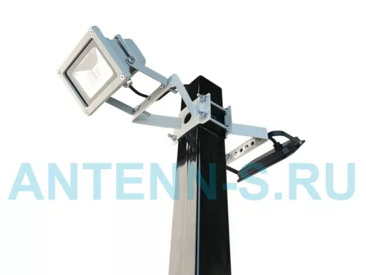 Кронштейн для двух прожекторов на квадратную трубу 60х60мм с отверстием "ХОП-217069" серый, сталь