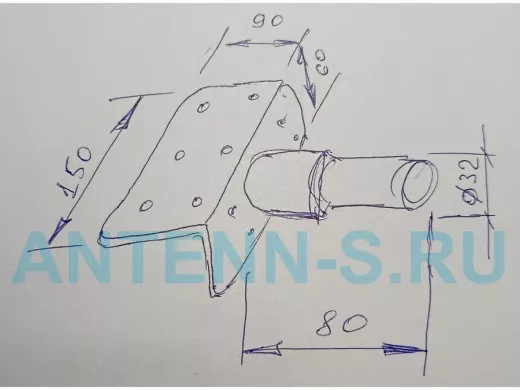 Кронштейн антенный, верхняя площадка 9х15см 