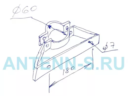 "ПрожеКреп-217830" кронштейн для прожектора на трубу, мачту диаметром 60мм, шаг 18см, сталь, черный