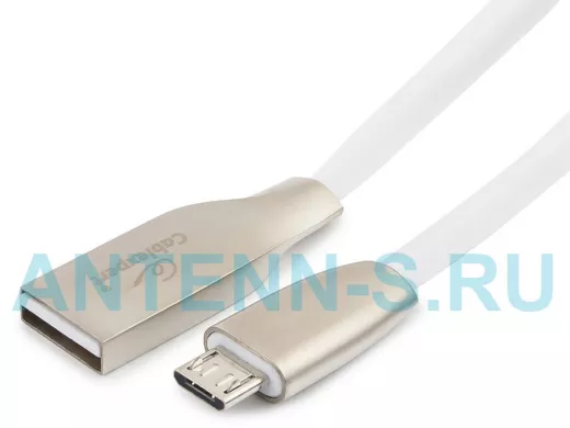 Кабель микро USB (AM/microBM)  1.8 м Cablexpert CC-G-mUSB01W-1.8M, USB 2.0,серия Gold, белый