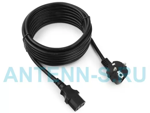 Кабель питания 5м Cablexpert PC-186-1-5M, Schuko- C13, 3x1кв.мм, черный, с заземлением, пакет