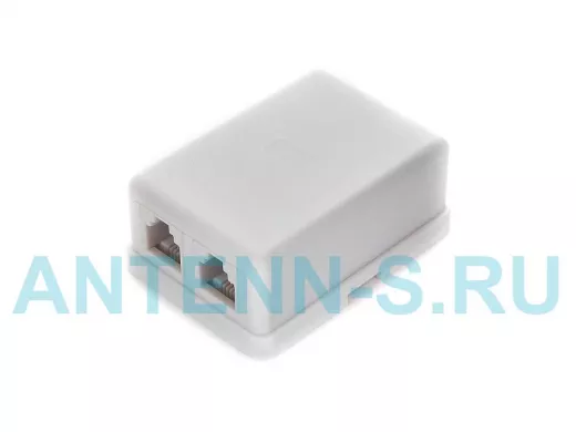Розетка телефонная TA-102 RJ-11 (6P4C) внешняя 2 порта, белая TA-102