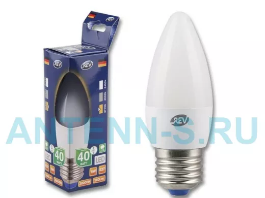 Светодиодная лампа  REV Classic C37 Е27 5W, 2700K, теплый свет