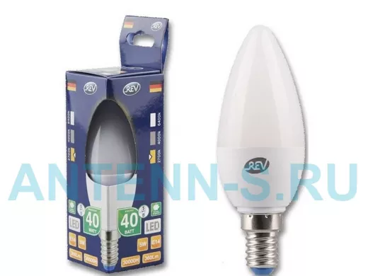 Светодиодная лампа  REV Classic C37 Е14 5W, 2700K, теплый свет