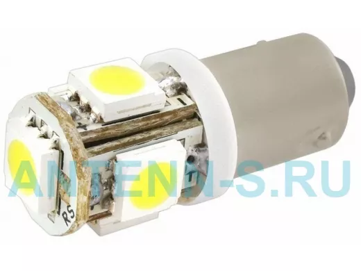 Лампа LED 12V для АВТО (цоколь BA9S) белая (5 LED, 5050)