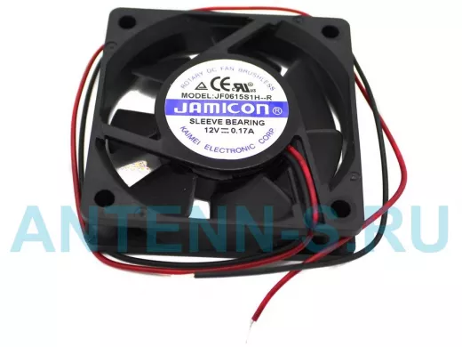 Вентилятор  +12В;   60х60х10мм;   0,17А  "Jamicon" (скольжение, 4500об/мин)  JF0615S1H--R
