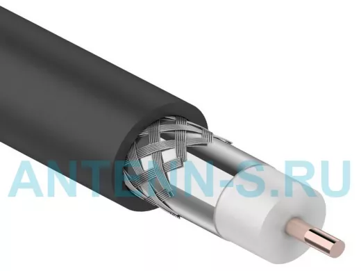 RG-11U (75 Ом), CCS/Al/Al 83 % кабель коаксиальный 75 Ом, (бухта 305 м) черный (OUTDOOR) REXANT