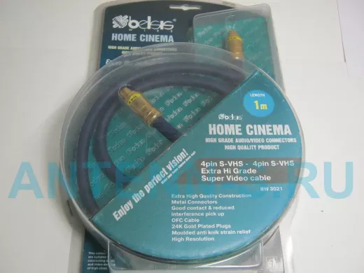BW3021-F  Высококач. видеокабель S-VHS GOLD вилка/S-VHS GOLD вилка, двойной экран, мет.,1.0м 4pin