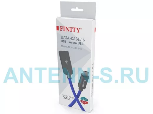 Кабель микро USB (AM/microBM)  1.2 м FINITY FUM-07 Premium Series, круглый, 2.4A,  цвет: синий
