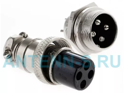 Разъём авиационный GX16 4- контактный, комплект