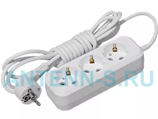 Сетевой удлинитель  3RЗ-10 "TOKER" с заземлением 3 розетки, 10метров,  (15шт.в уп.)