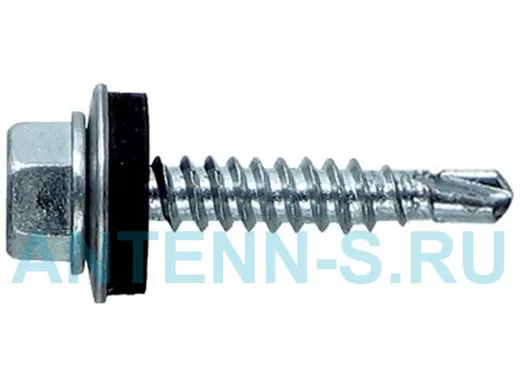 Саморезы 6,3х 32 кровельные, сверло, цинк, с шайбой, к металлическим профилям (2500шт)  9,2