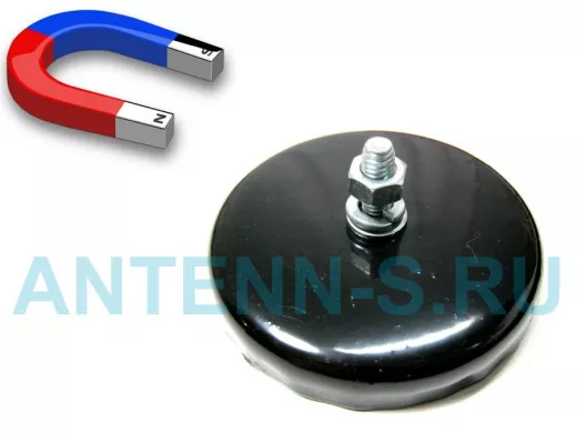 Магнитное основание "MAGNET-1B" с болтом М6 х 20 с гайкой, универсальное, цвет ЧЕРНЫЙ, усилие 7,5кг