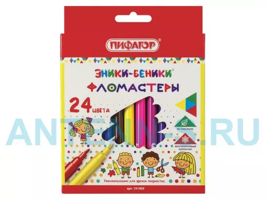 Фломастеры "BR-75470" "ЭНИКИ-БЕНИКИ", 24 цвета, вентилируемый колпачок