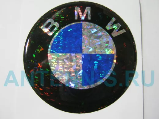 наклейка (объемная) "На колпаки "BMW" наружная голограф, (цвет черный), (комп4 шт), диам.6см  02729