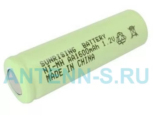 Аккумулятор AA 1600 mAh 1,2В  SUNRISING Ni-Mh 1.2 В AA 1600 мАч, плоский пллюс. контакт