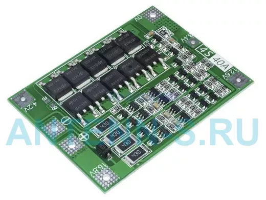 Контроллёр зар.-разр. для Li-ion батарей, 4 ячейки, до 40А. с балансировкой 46*60*4 мм.