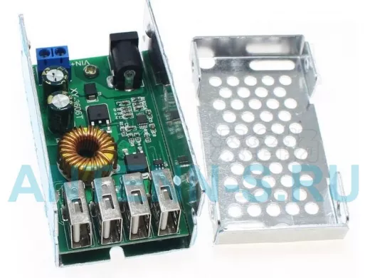 4-х канальный модуль DC-DC понижающий вход 9-36В выход 4*USB порта. до 5А