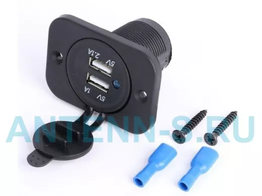 Автомобильный 2*USB порт с пылезащитой