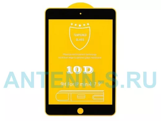 Защитное стекло для планшета, App iPad mini 4/5, Full GC, тех.пак, чёрное